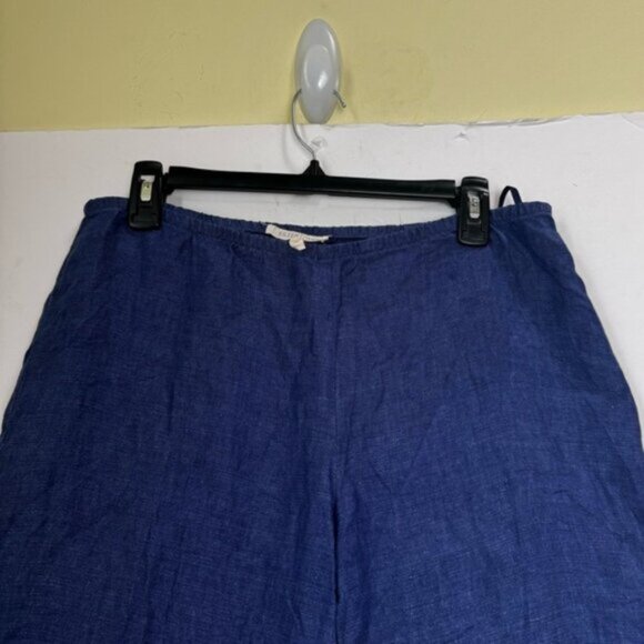 Eileen Fisher Linen Crop Side Zip Lantern Capri Pants Minimalist Wide Blue M P - Picture 5 of 14